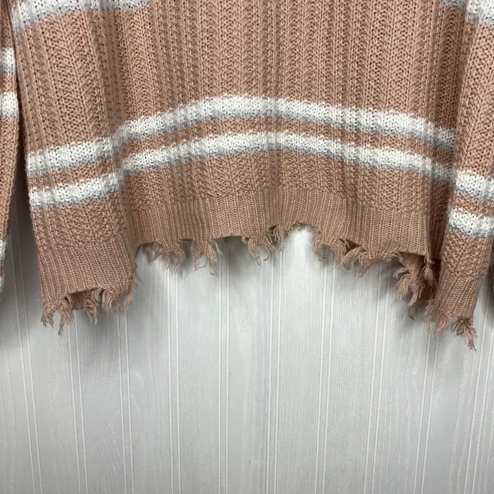 Rue 21+ destructed hem pink striped sweater 2X - Picture 4 of 7